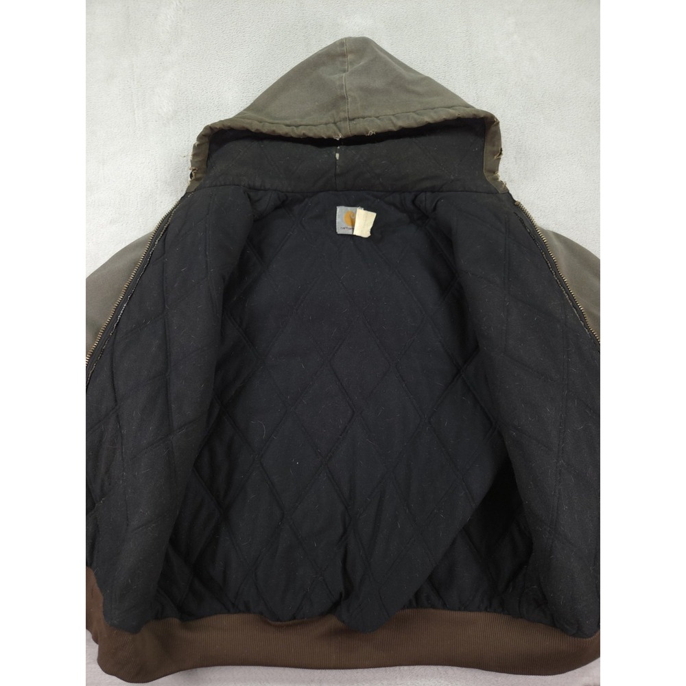 Vintage Carhartt Jacket J130 Brown Mens Large Full Zip Hooded - Picture 13 of 14